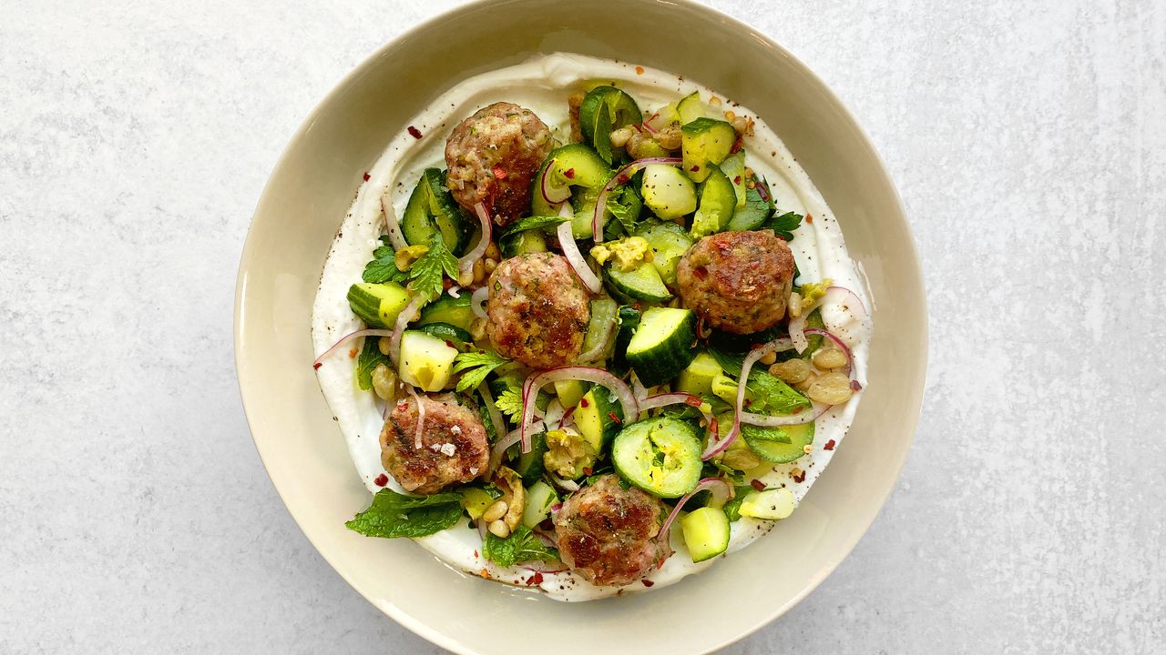 Pork Meatballs and Cucumber Salad